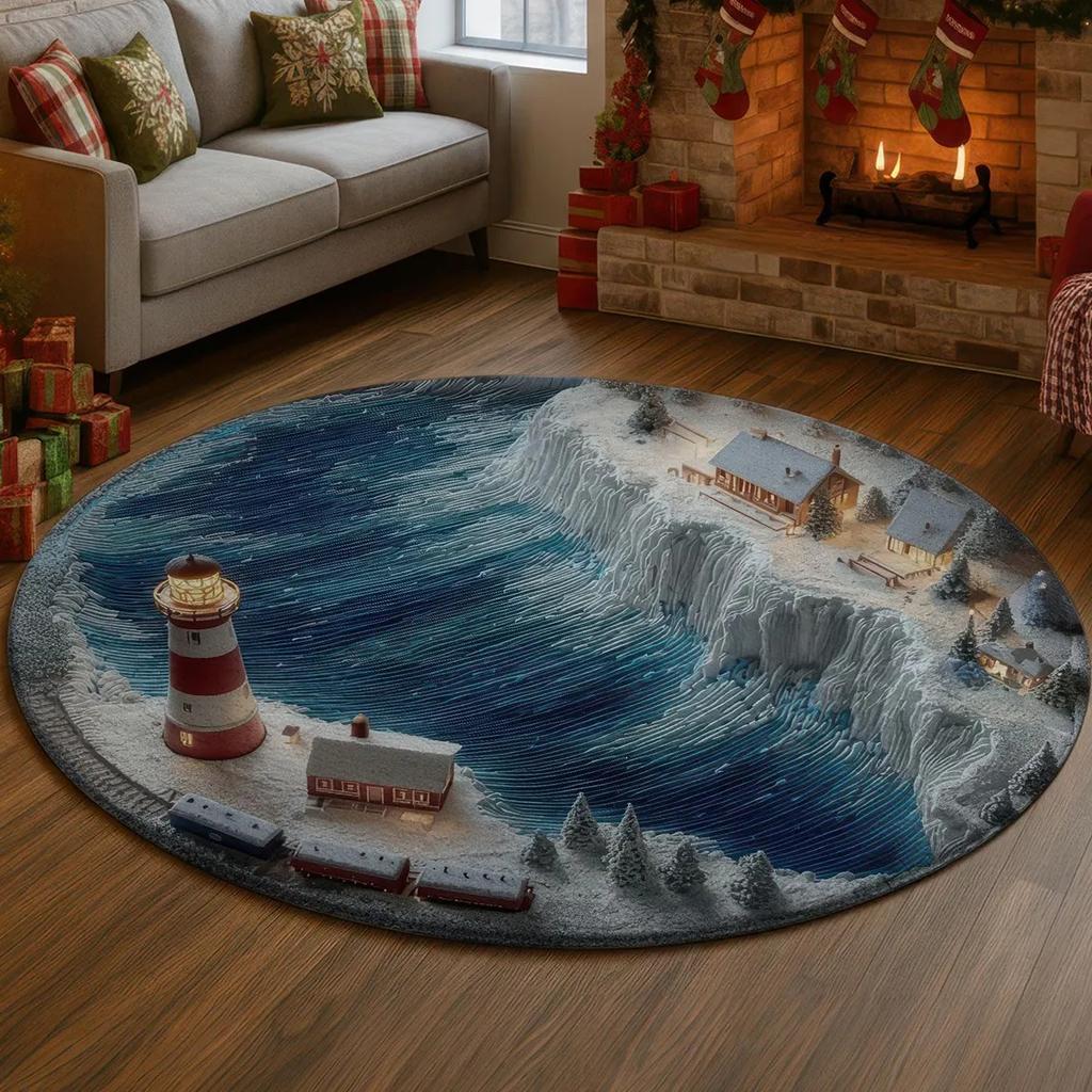 Visual 3D Hole Printed Circular Carpet Plant Flower Door Mat Living Room Bedroom Kitchen Decoration Rug