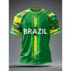 Brazil Football Men’s O‑Neck Short Sleeve Casual Sports Jersey Tee