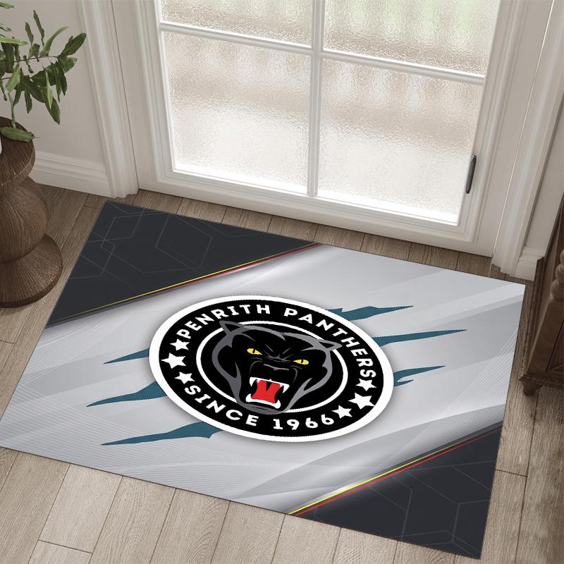 Penrith Panthers Design Crystal Velvet Carpet Cozy Non?Slip Printed Rug For Bedroom Living Room Entrance