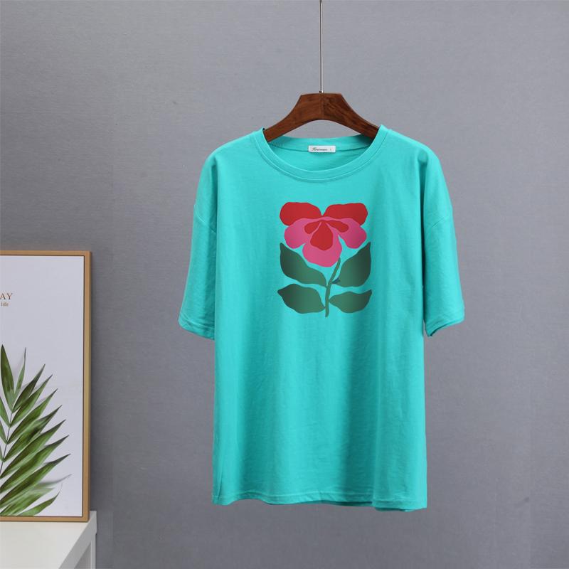 Hirsionsan Harajuku футболка с цветочным принтом женская летняя шикарная готическая одежда абстрактные футболки с рисованной графикой свободные хлопковые женские топы