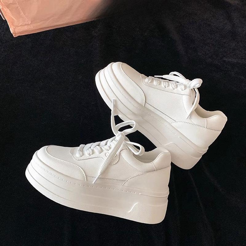 Leather Thick-soled Heightening Board Shoes Women's Spring and Summer New Light and Breathable Little White Shoes Casual Sports Shoes