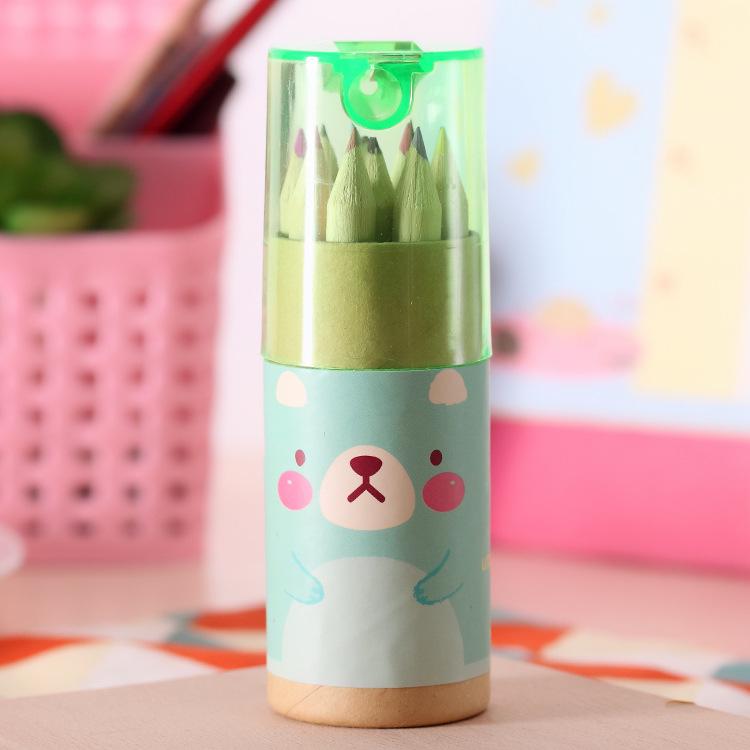 Детский набор мультяшных мини-цветных карандашей 12 цветов для рисования в начальной школе