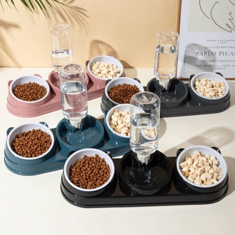 Double Bowl 3 in 1 Cat Feeder Neck Protection Cat Bowls Pet Supplies Pet Food Container Cat
