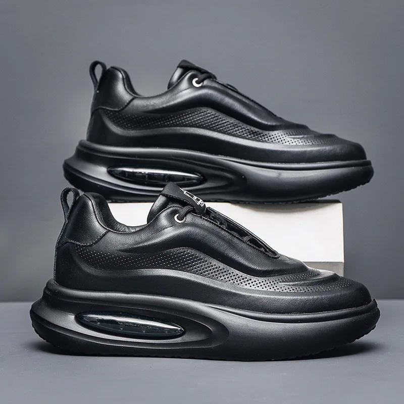 Мужская обувь из натуральной кожи, модный тренд, повседневная спортивная обувь на воздушной подушке, роскошные кроссовки, мужская кожаная оригинальная обувь