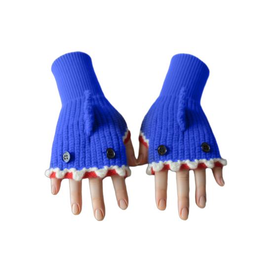 Вязаные перчатки Shark Bite Милые перчатки без пальцев с акулой Эластичные теплые вязаные перчатки Рождество День рождения