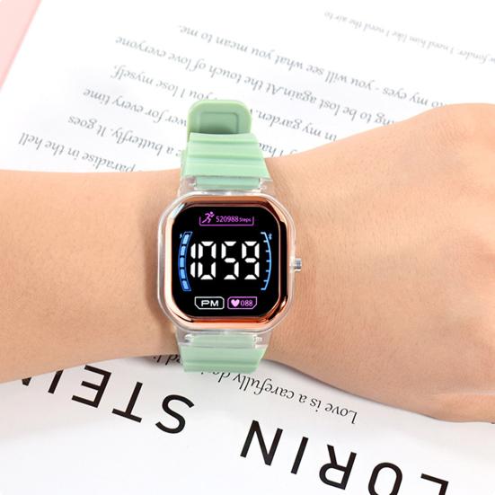 Electronic Watch Luminous Life Waterproof Square Dial Student Sports LED Digital Wrist Watch for Daily Wear