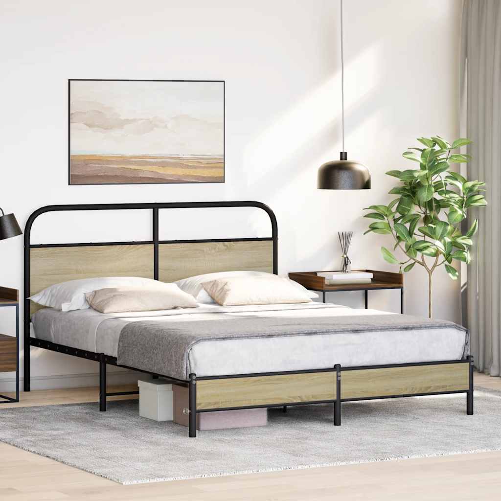 Bed Frame without Mattress 160 x 200 cm Sonoma Oak Wood Based Material