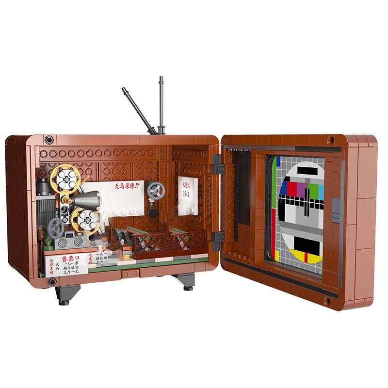 Городская мини-ретро бытовая техника, модель, строительные блоки, телевизор, холодильник, радио, MOC, игрушки, кирпичи, детский подарок на день рождения