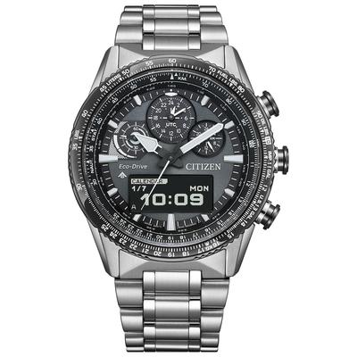 Часы Citizen Promaster Pilot SKY Aviation Slide Sapphire Second Silver JV2006-55H, Мужские, Водонепроницаемые, Аналогово-цифровой хронограф, Серия, Логарифмическая линейка,