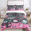 3pcs cartoon Kitty & Friends Halloween Adventure Bedding Set - 1 Soft Quilt Cover + 2 Pillowcases, Machine Washable - Suitable for All Seasons,  H028