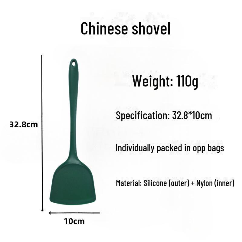 Силиконовая лопатка, устойчивая к высоким температурам, для приготовления и жарки - кухонная утварь с антипригарным покрытием