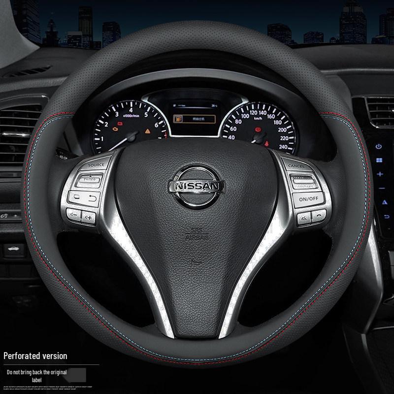 Натуральная кожа Рулевое колесо Покрытие для Nissan Teana 14-го поколения, Sylphy, Classic Tiida, Sunny, Bluebird, Qashqai, X-Trail