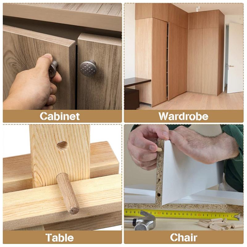 100/50 шт. Деревянные штифты для ящиков шкафа, круглые рифленые деревянные штифты для поделок, набор стержней для мебели, деревянные штифты для поделок