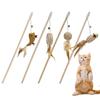 4-Piece Cat Toy Set Natural Feather Toy and Solid Wood Cat Toy with Bell. Ideal for Indoor Sports. Cat Toys Help Your Cat Relieve Stress and