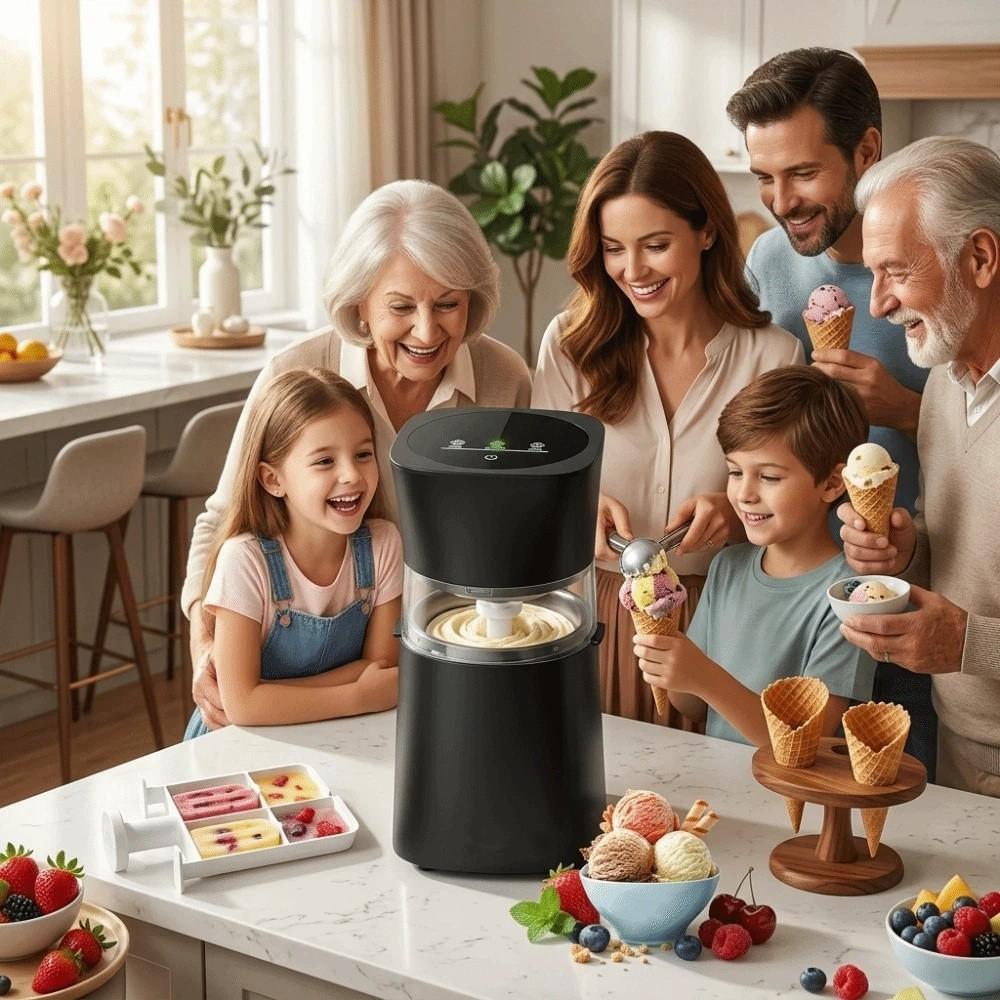 Quick Cool Ice Cream Maker Automatic Operation Dessert Maker Fruit Sorbet Maker Indoor Use