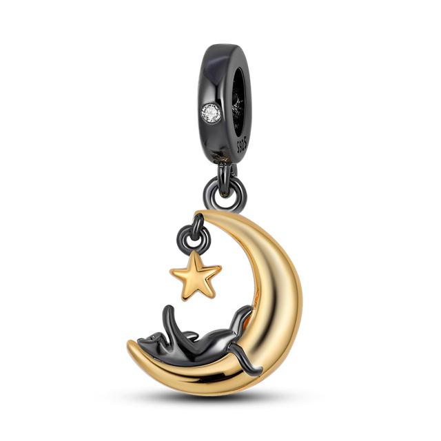 Луна, Солнце, Звезда, Галактика, висячий кулон, подвески, бусины, серебряный цвет, подходит для браслета для женщин, ювелирные изделия своими руками, маркировка, подарок