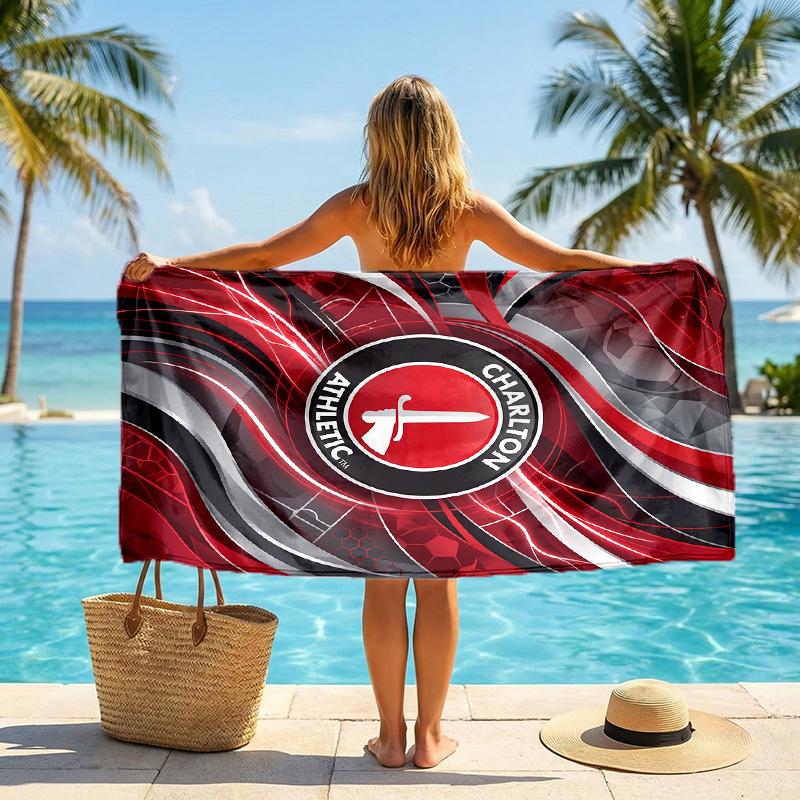Charlton Athletic FC print Quick Dry Beach Towel Microfiber Absorbent Portable Travel Swimming Towel