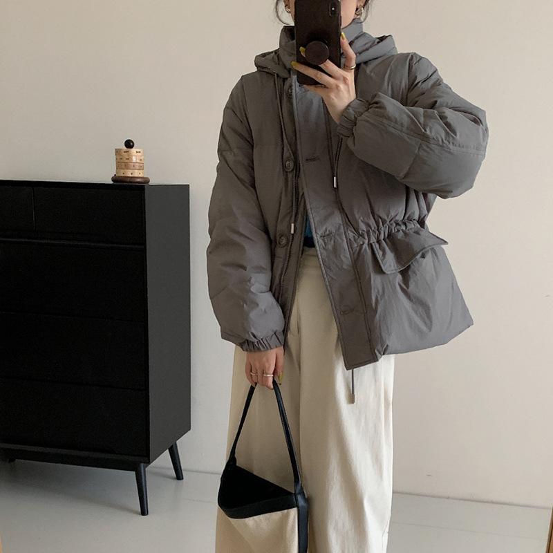 Модная милая куртка-пуховик на шнурке, женская, короткая, зимняя, новая, с капюшоном, тонкая, маленькая, теплая куртка