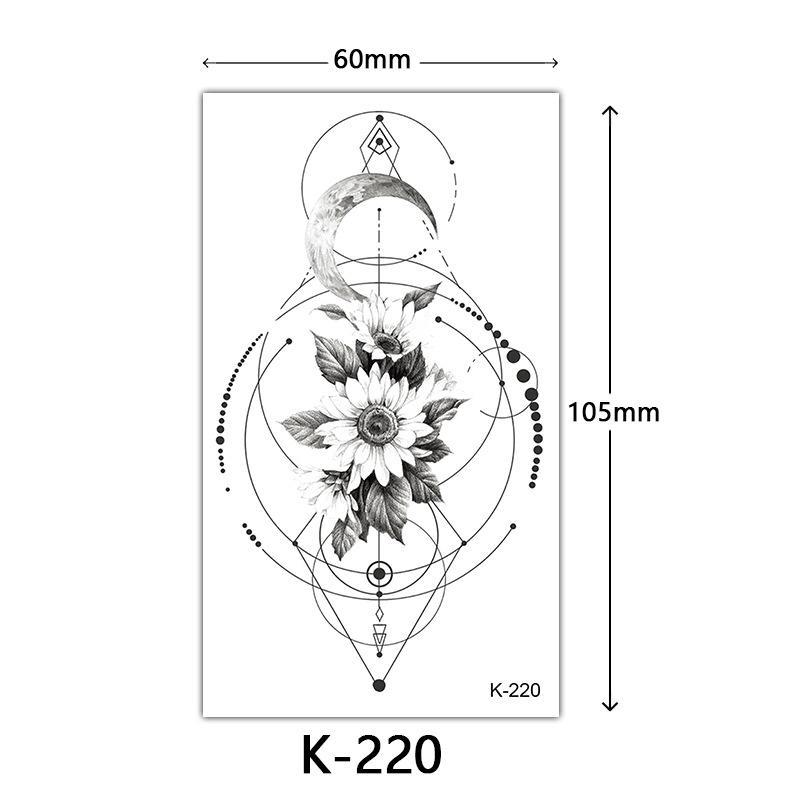 English Letter & Flower Butterfly Tattoo Stickers - Waterproof & Sketch Line Design