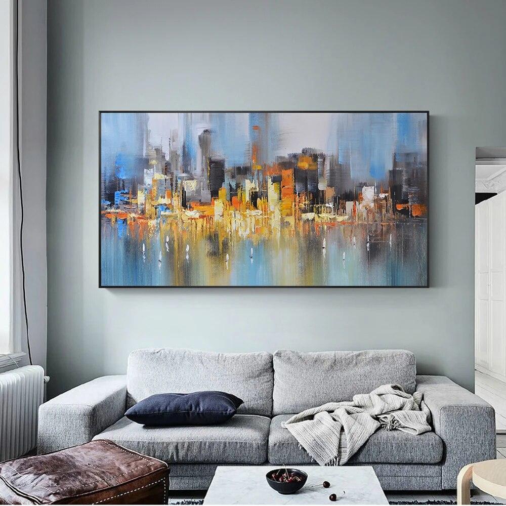Современное городское здание плакат пейзаж фотографии для дома абстрактная картина маслом на холсте настенное искусство для украшения гостиной без рамки