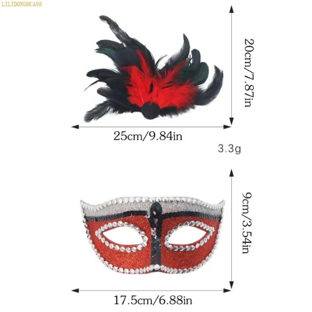 Реквизит для костюма на вечеринку Маскарадная маска на Хэллоуин Маска с перьями на пол-лица Карнавал