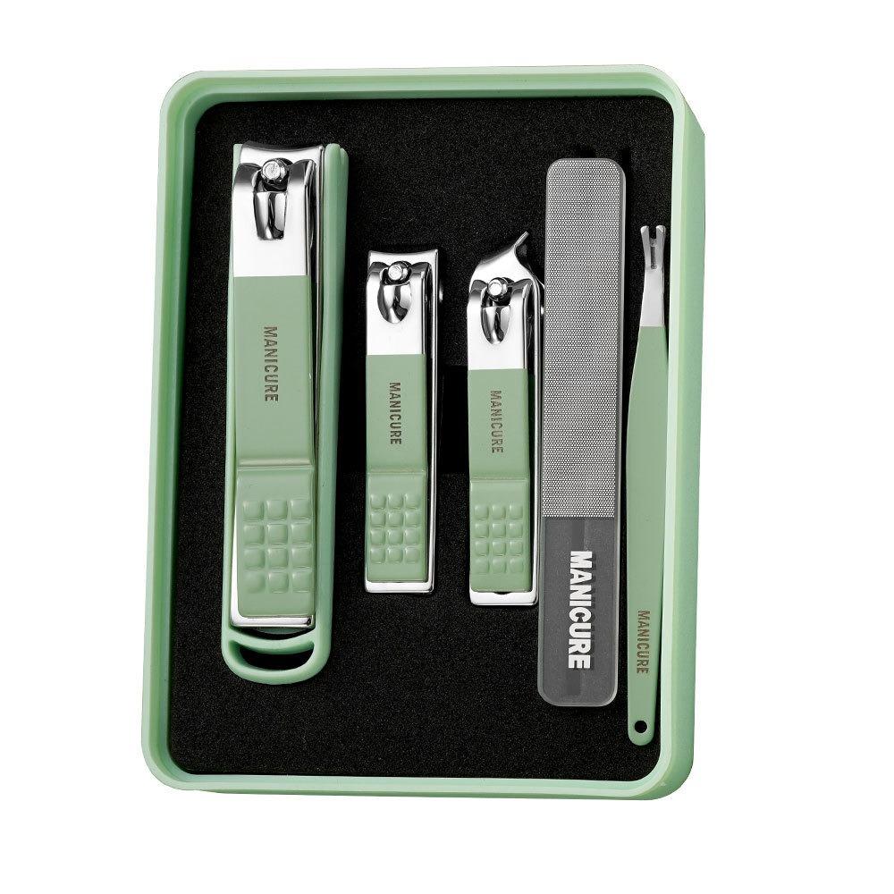 Portable Durable Stainless Steel 5 in 1 Professional Nail Clippers Kit Women's Personal Care Manicure Set with Box