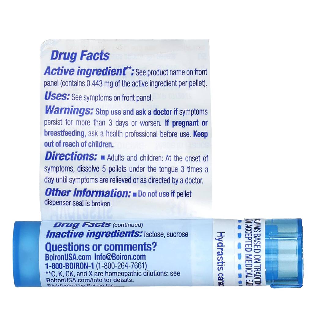 BOIRON Hydrastis Canadensis 30C, Sinus Symptom Relief, 80 Pellets