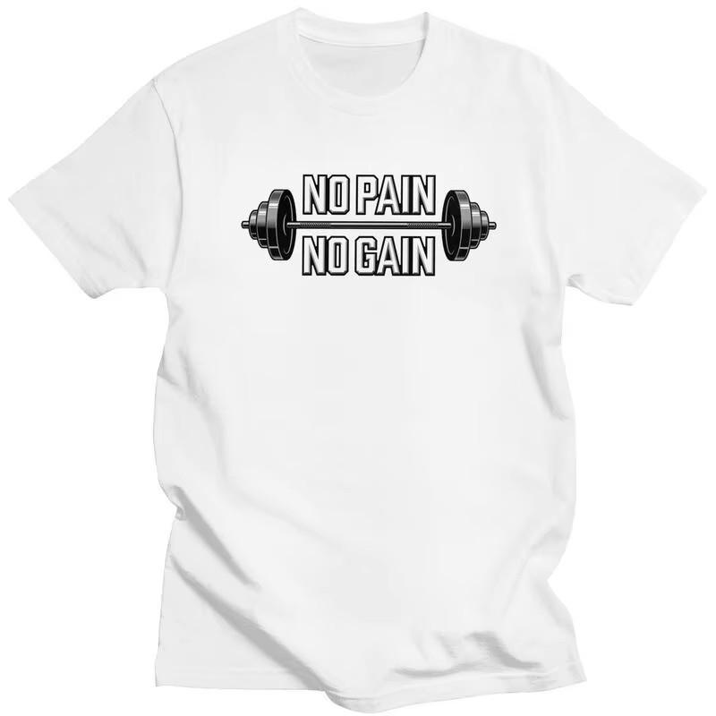 No Pain No Gain Gym Motivational Graphic Tee for Unisex Pure Cotton Workout T-Shirt