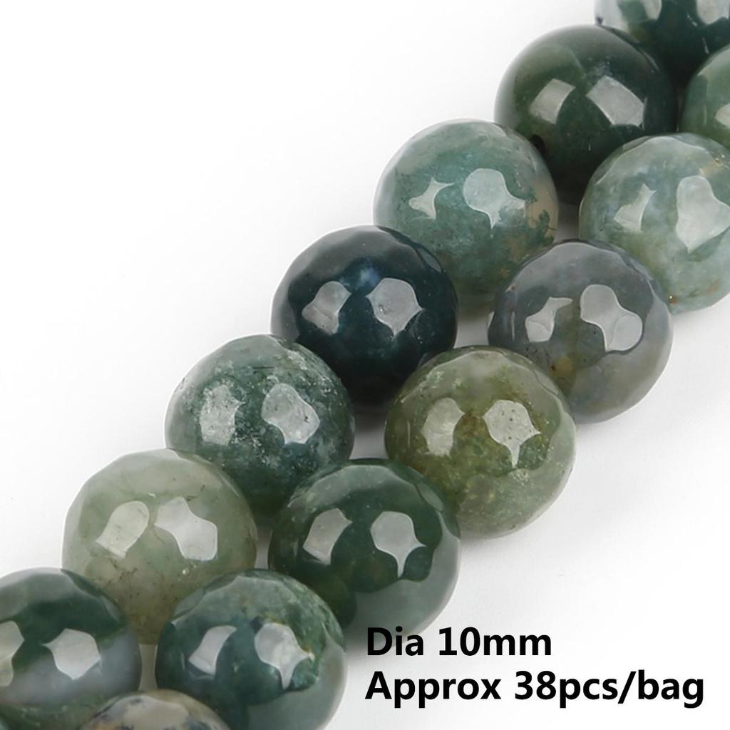 Натуральный мох, трава, агат, камень, граненые круглые бусины для изготовления ювелирных изделий, браслет, сделай сам, нитка для рукоделия, 15 дюймов