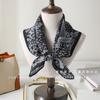 Silk scarf women's high-end neck thin black cashew flower small square scarf fashionable versatile scarf