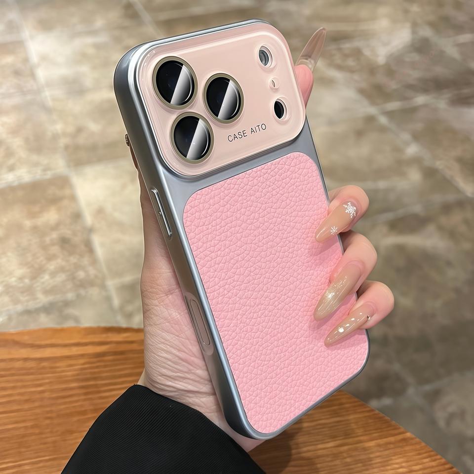 Official Lychee Leather Big Window Phone Case For For Iphone 17 13 14 1 16 Pro Max 16Pro 17Pro Candy Len Camera Protector Cover