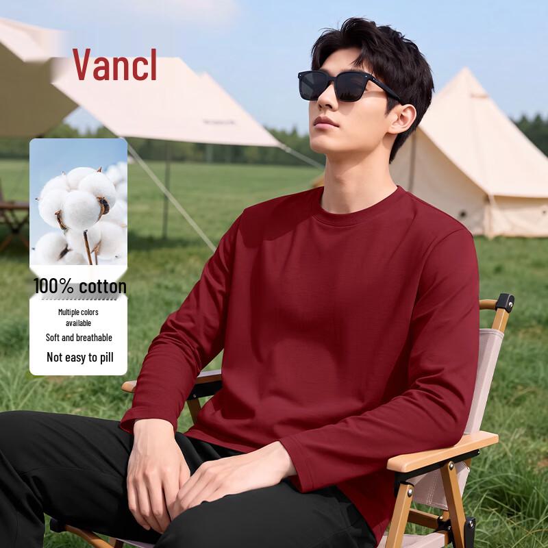 VANCL Men's Casual Oversized Long Sleeve Cotton T-Shirt
