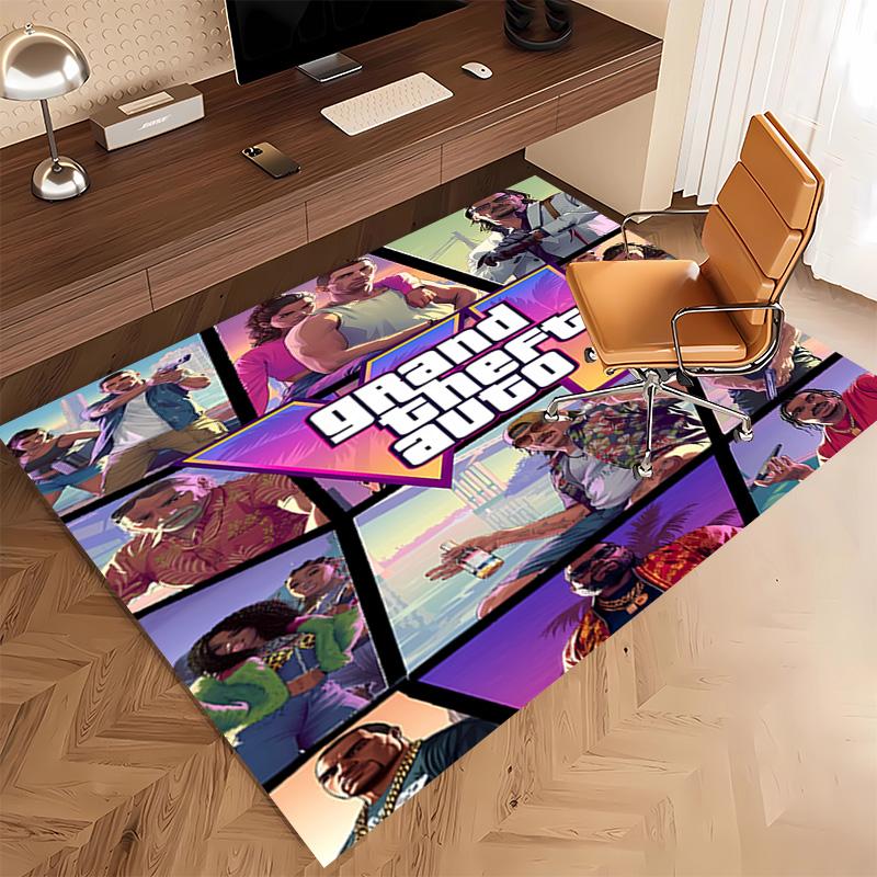 1pc Game Grand Theft Auto Print Area Rug - Soft, Washable Non-Slip Indoor Mat, Living Room, Home Office Decorative Rug,Office Decorative