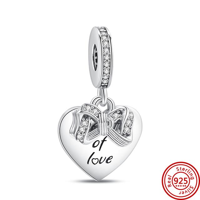 Новые туфли из серебра 925 пробы с сердечком на высоком каблуке с изображением животных, бусины, подходят для браслета-подвески, женские модные ювелирные изделия, изготовление