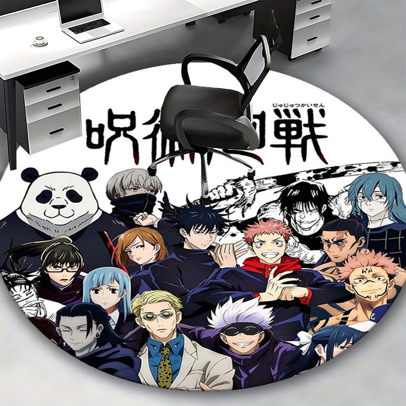 1 шт. Круглый ковер Аниме Jujutsu Kaisen, Коврик под офисное кресло, Нескользящий ковер для домашнего декора, Гостиной, Спальни, Игровой комнаты