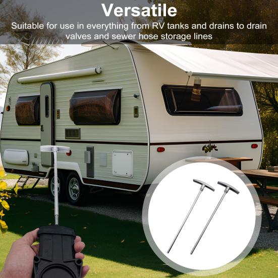 2 шт. удлинительные трубки для сливного клапана автофургона, устойчивые к коррозии, регулируемая длина, удобная для захвата, сменная ручка сливного клапана автофургона