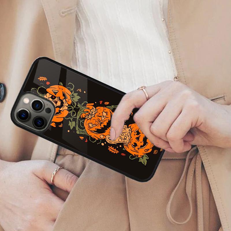 Жуткий Магнитный Чехол для Телефона с Тыквой на Хэллоуин Для APPLE iPhone 17 Air 16 14 13 12 Pro Max 15 Plus Зарядка с Чехлом MagSafe