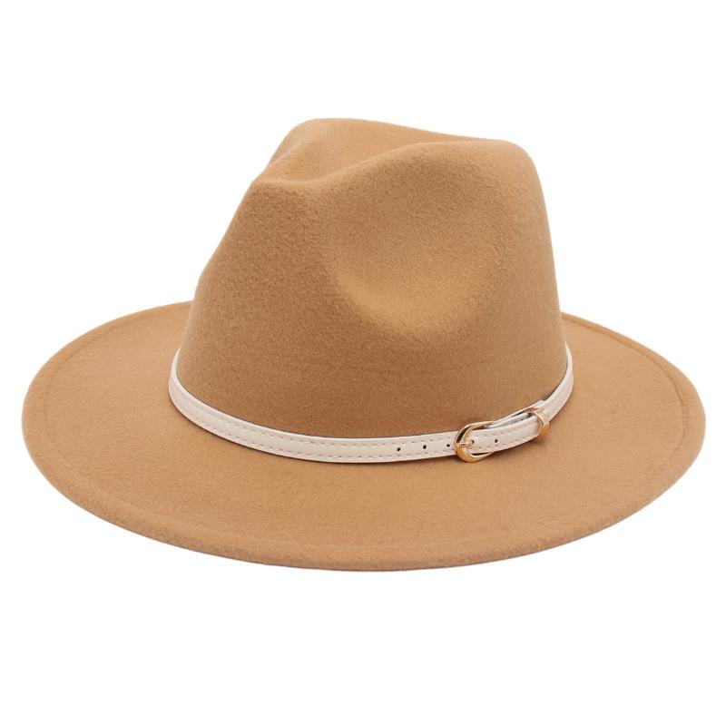 Женское пальто с цилиндром с широкими полями и шляпой, фетровая шляпа, однотонная кашемировая джазовая шляпа