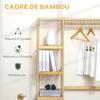 Bamboo Clothes Rack with Shelves, Hanging Rail and 2 Hooks, 90x30x155cm