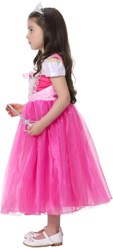 MISOAMISO Kids Princess Dress and Accessory Birthday Gift Set, Halloween, Christmas, (Pink, 120)