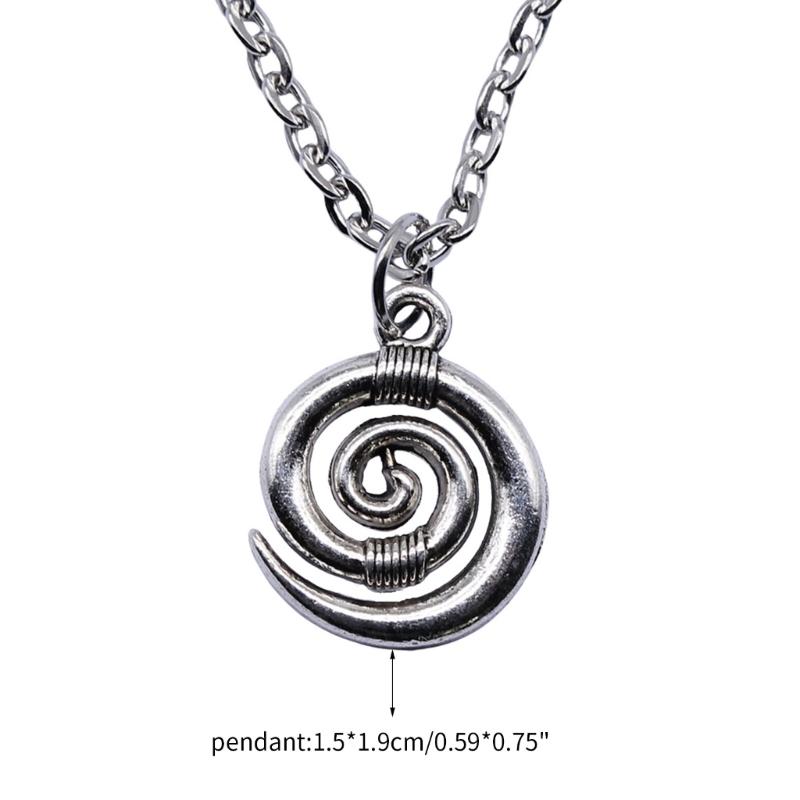 Fashion Simple Necklace Vintage Antique Silver Color Vortex Symbol Pendant Necklace 15x19mm Durable Alloy Neck Chain