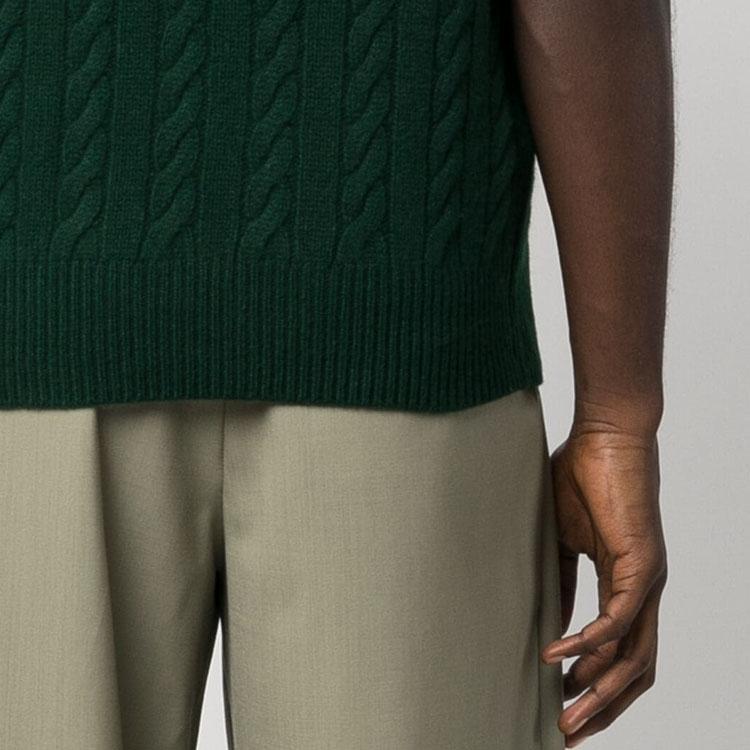 Polo Ralph Lauren Однотонный безрукавный свитер крупной вязки Мужской свитер Лесной-Зеленый 710917037-001