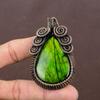 Зеленый лабрадорит, ручная работа, медная проволочная подвеска, ювелирное изделие 2,83 дюйма p2C33