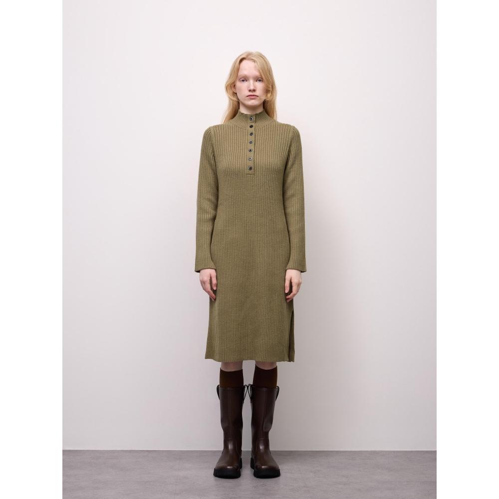 GU by Uniqlo Платье с пуговицами на воротнике в рубчик