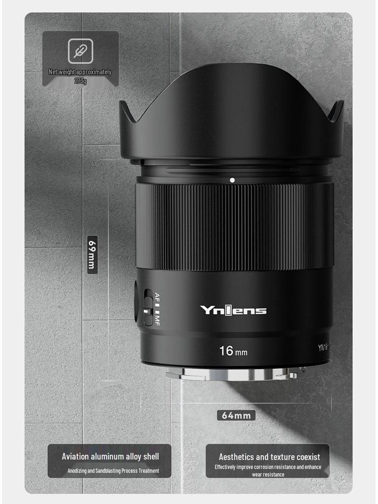 Yongnuo 16mm F1.8 Ультраширокоугольный Фикс-объектив с Автофокусом для Беззеркальных Камер Sony E-Mount APS-C