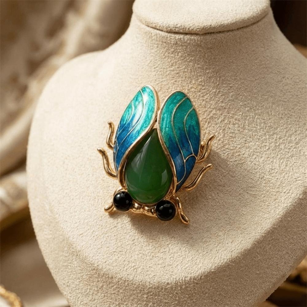 Chinese Style Cicada Brooch Real-like Enamel Brooch Vintage Insect Lapel Pin Gifts