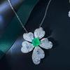Lulu Tong S925 Sterling Silver Emerald Simulated Pendant Necklace 8*8 Women's Clavicle Chain