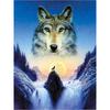 5D Diy Daimond Painting "Wolf&Waterfall" 3D Diamond Painting Round Rhinestones Embroidery Animals
