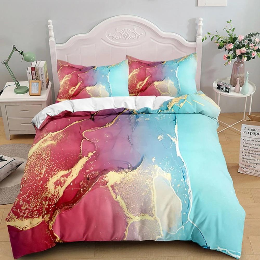 Роскошный черный мраморный комплект постельного белья 3D пододеяльник комплект односпальный двуспальный односпальный полноразмерный подростковый взрослый постельное белье мягкое полиэстеровое постельное белье