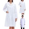 Doctor Coat White Long-Sleeved V-Neck Anti-Fouling Lab Coat Men Women Multi-Pocket Design Work Lab Coat